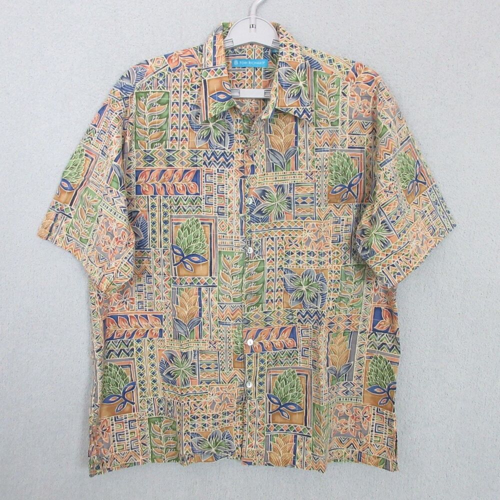Tori Richard Hawaiian Shirt Mens L Aloha Button Up 100% Cotton Floral Multicolor